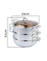 SOGA 3 Tier 26cm Heavy Duty Stainless Steel Food Steamer Vegetable Pot Stackable Pan Insert with Glass Lid, hi-res