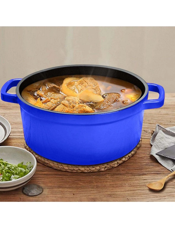 SOGA Cast Iron 24cm Stewpot Casserole Stew Cooking Pot With Lid 3.6L Black, hi-res image number null