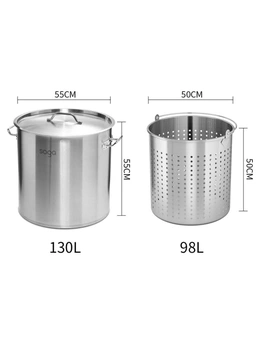 SOGA SS Stockpot with Perforated Strainer 130L 18/10