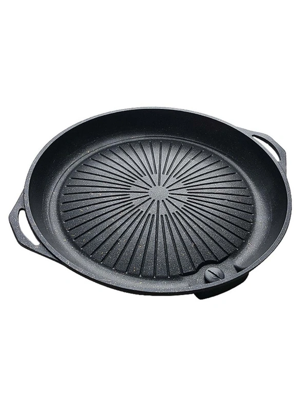 SOGA SS Stone BBQ Non Stick Deep Round Grill Plate, hi-res image number null