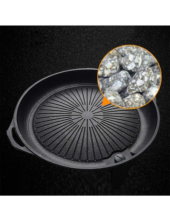 SOGA SS Stone BBQ Non Stick Deep Round Grill Plate, hi-res image number null