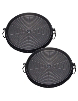 SOGA SS Stone BBQ Non Stick Round Grill Plate 2pack