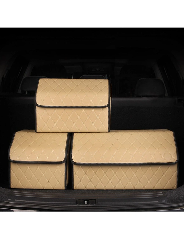 Leather Car Seat Back Folding Portable Storage Box Car Organizer