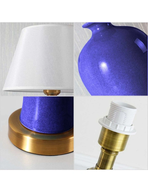 SOGA Blue Ceramic Lamp with Gold Metal Base 4pack, hi-res image number null