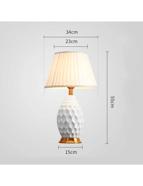 SOGA Ceramic Textured Lamp with Gold Metal Base White, hi-res image number null