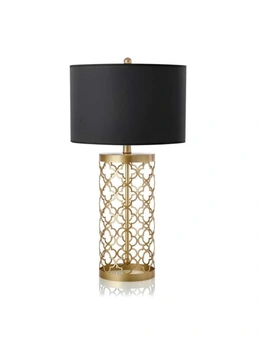 SOGA Golden Hollowed Out Base Table Lamp with Dark Shade