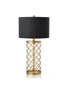 SOGA Golden Hollowed Out Base Table Lamp with Dark Shade, hi-res