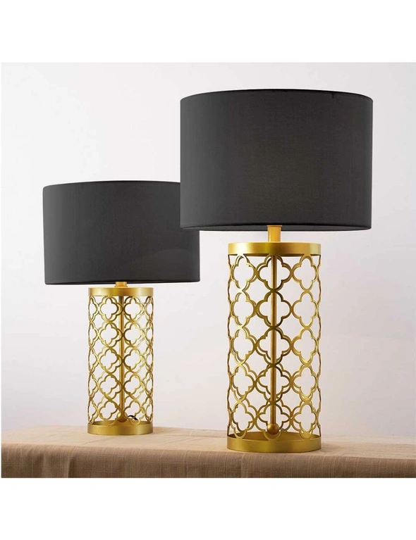 SOGA Golden Hollowed Out Base Table Lamp with Dark Shade, hi-res image number null