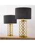 SOGA Golden Hollowed Out Base Table Lamp with Dark Shade, hi-res