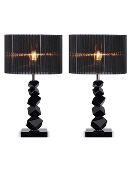 SOGA Black LED Table Lamp with Dark Shade 60cm 2pack