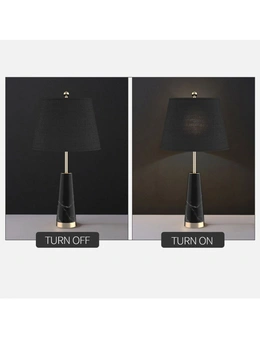 SOGA 68cm Black Marble Bedside Desk Table Lamp Living Room Shade with Cone Shape Base