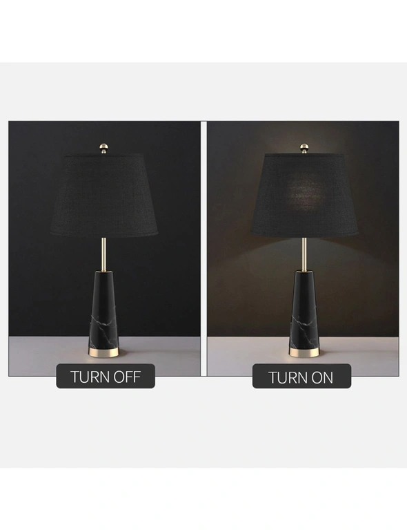 SOGA 2X 68cm Black Marble Bedside Desk Table Lamp Living Room Shade with Cone Shape Base, hi-res image number null