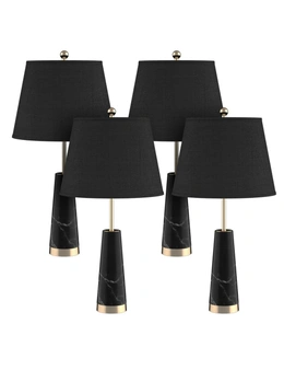 SOGA 4X 68cm Black Marble Bedside Desk Table Lamp Living Room Shade with Cone Shape Base