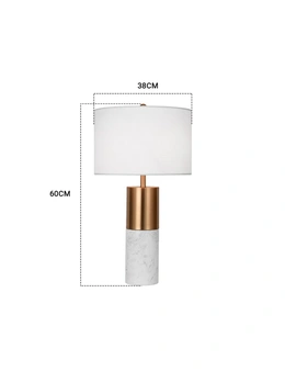 SOGA 2X 60cm White Marble Bedside Modern Desk Table Lamp Living Room Shade with Cylinder Base