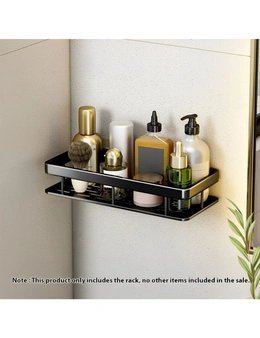 SOGA Black Wall-Mounted Rectangular Bathroom Storage Organiser Space Saving Adhesive Shelf Rack