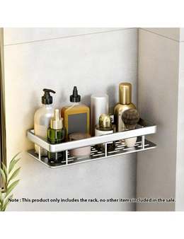 SOGA 2X Silver Wall-Mounted Rectangular Bathroom Storage Organiser Space Saving Adhesive Shelf Rack