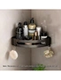 SOGA Black Wall-Mounted Triangular Bathroom Storage Corner Vanity Organiser Space Saving Adhesive Shelf Rack with Hooks, hi-res