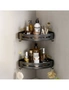 SOGA Black Wall-Mounted Triangular Bathroom Storage Corner Vanity Organiser Space Saving Adhesive Shelf Rack with Hooks, hi-res