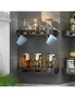 SOGA Black Wall-Mounted Rectangular Bathroom Storage Organiser Space Saving Adhesive Shelf Rack with Hooks, hi-res
