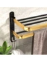 SOGA 62cm Wall-Mounted Double Pole Towel Holder Bathroom Organiser Rail Hanger with Hooks, hi-res