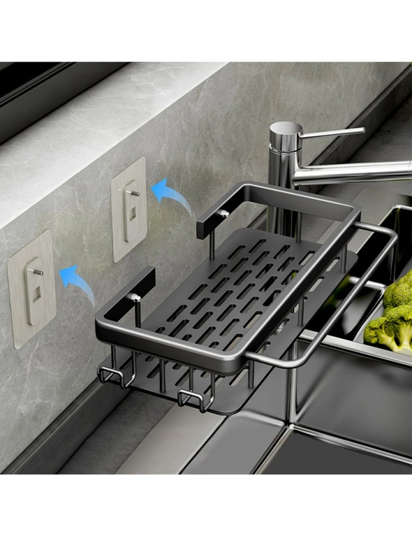 SOGA 34cm Kitchen Sink Storage Organiser Space Saving Adhesive Shelf Rack, hi-res image number null