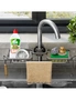SOGA Dark Grey Kitchen Sink Organiser Faucet Soap Sponge Caddy Rack Drainer with Towel Bar Holder, hi-res