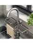 SOGA Dark Grey Kitchen Sink Organiser Faucet Soap Sponge Caddy Rack Drainer with Towel Bar Holder, hi-res