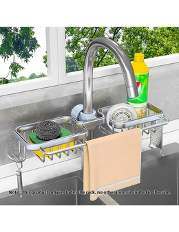 SOGA Silver Kitchen Sink Organiser Faucet Soap Sponge Caddy Rack Drainer with Towel Bar Holder