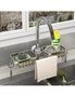 SOGA Silver Kitchen Sink Organiser Faucet Soap Sponge Caddy Rack Drainer with Towel Bar Holder, hi-res