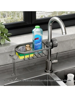 SOGA 2X Dark Grey Single Kitchen Sink Organiser Faucet Soap Sponge Caddy Rack Storage Drainer