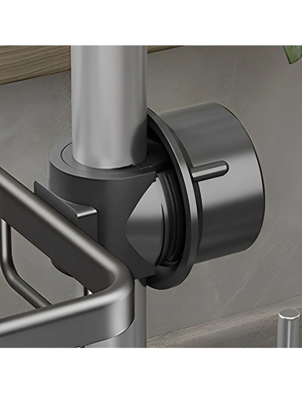 SOGA 2X Dark Grey Single Kitchen Sink Organiser Faucet Soap Sponge Caddy Rack Storage Drainer, hi-res image number null
