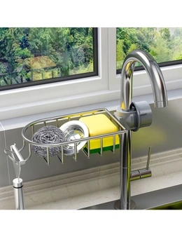 SOGA Silver Single Kitchen Sink Organiser Faucet Soap Sponge Caddy Rack Storage Drainer