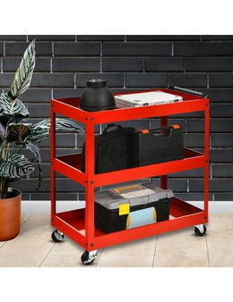 SOGA 3 Tier Tool Storage Cart Portable Service Utility Heavy Duty Mobile Trolley Red