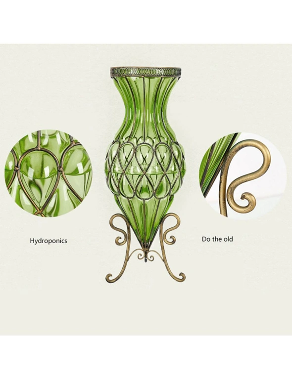 SOGA 67cm Green Glass Vase and 12pcs Artificial Flowers, hi-res image number null