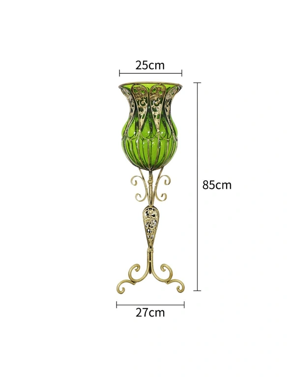 SOGA 85cm Green Glass Vase and 12pcs Artificial Flowers, hi-res image number null