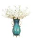 SOGA 51cm Blue Glass Vase and 10pc White Artificial Flowers, hi-res