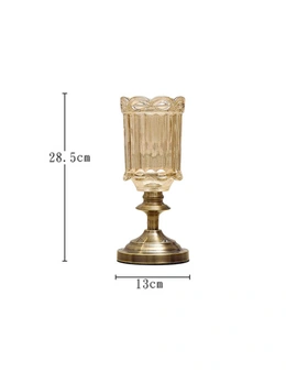 SOGA 28.5cm Glass Flower Vase with Metal Base