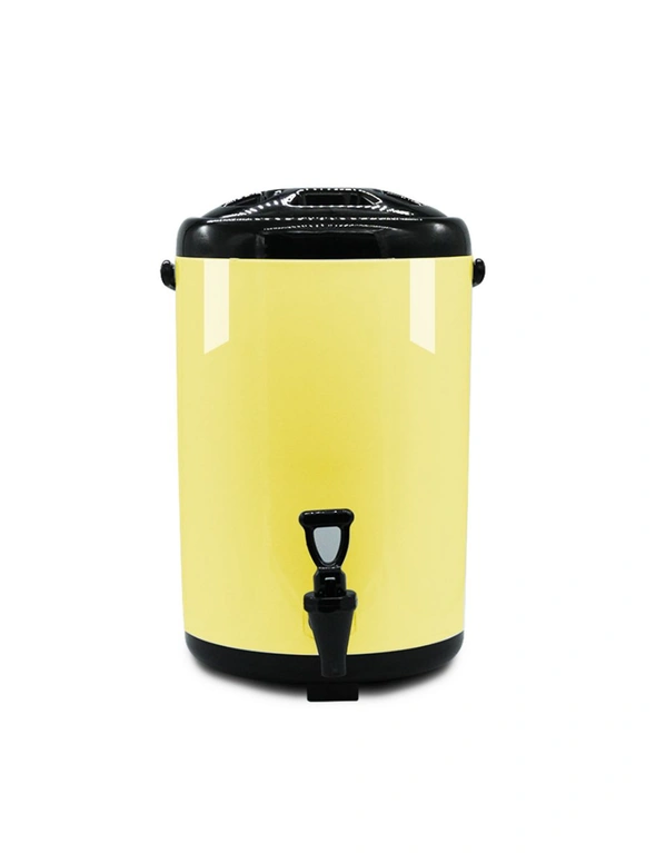 SOGA 2X 10L Stainless Steel Insulated Milk Tea Barrel Hot and Cold Beverage Dispenser Container with Faucet Yellow, hi-res image number null