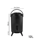 SOGA 8X 12L Stainless Steel Insulated Milk Tea Barrel Hot and Cold Beverage Dispenser Container with Faucet Black, hi-res
