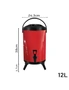 SOGA 8X 12L Stainless Steel Insulated Milk Tea Barrel Hot and Cold Beverage Dispenser Container with Faucet Red, hi-res