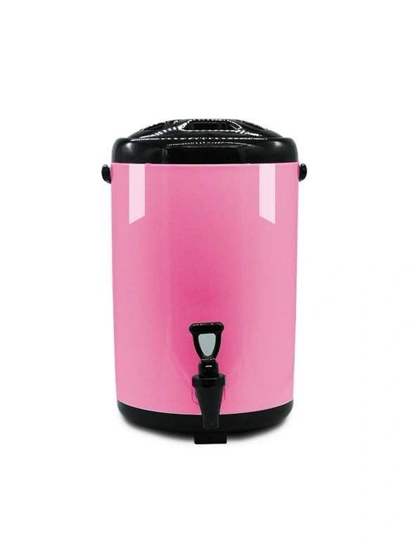 SOGA 14L Stainless Steel Insulated Milk Tea Barrel Hot and Cold Beverage Dispenser Container with Faucet Pink, hi-res image number null