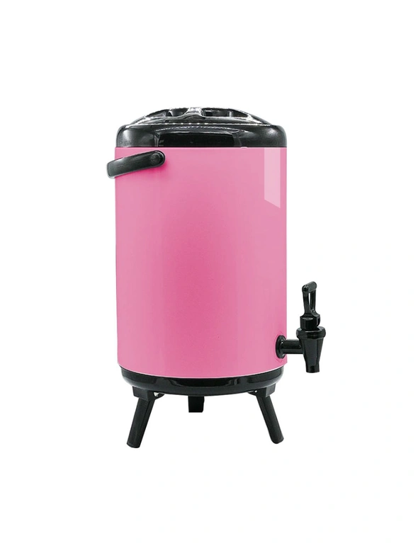 SOGA 14L Stainless Steel Insulated Milk Tea Barrel Hot and Cold Beverage Dispenser Container with Faucet Pink, hi-res image number null