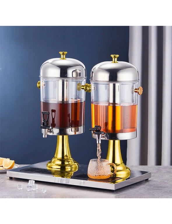 SOGA 16L Dual Stainless Steel Dispenser Beverage Juicer Transparent Commercial Drink Container Jug, hi-res image number null