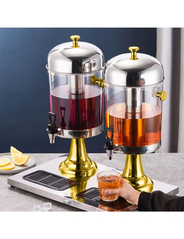 SOGA 16L Dual Stainless Steel Dispenser Beverage Juicer Transparent Commercial Drink Container Jug, hi-res image number null