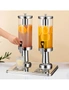 SOGA 6L Dual Silver Stainless Steel Beverage Dispenser Ice Cylinder Clear Juicer Hot Cold Water Jug, hi-res