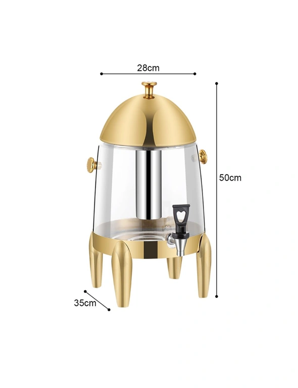 SOGA Stainless Steel 12L Beverage Dispenser Hot and Cold Juice Water Tea Chafer Urn Buffet Drink Container Jug with Gold Accents, hi-res image number null