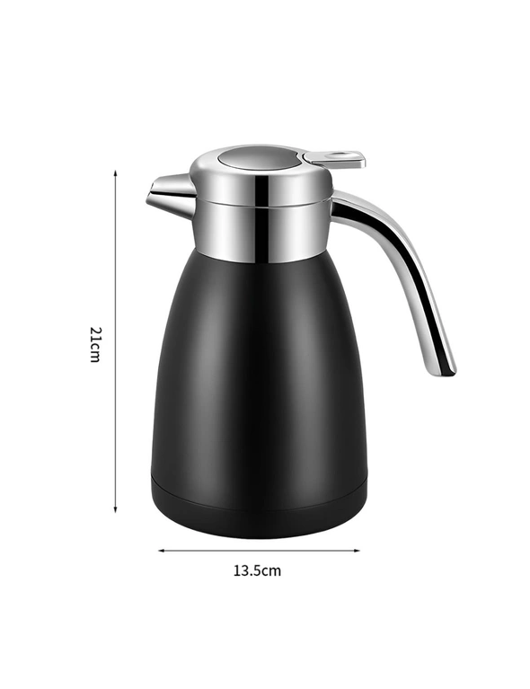 SOGA 1.2L Stainless Steel Kettle Insulated Vacuum Flask Water Coffee Jug Thermal Black, hi-res image number null