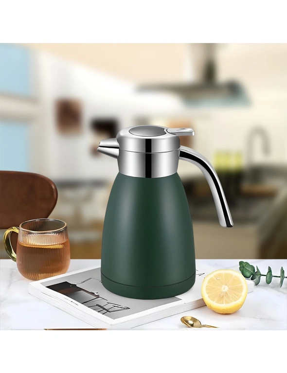 SOGA 1.2L Stainless Steel Kettle Insulated Vacuum Flask Water Coffee Jug Thermal Green, hi-res image number null