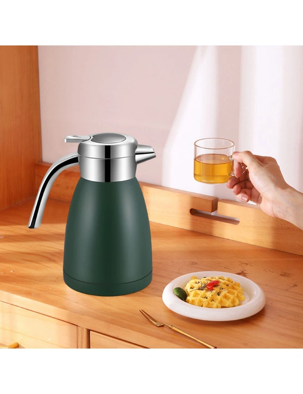 SOGA 2X 1.2L Stainless Steel Kettle Insulated Vacuum Flask Water Coffee Jug Thermal Green, hi-res image number null