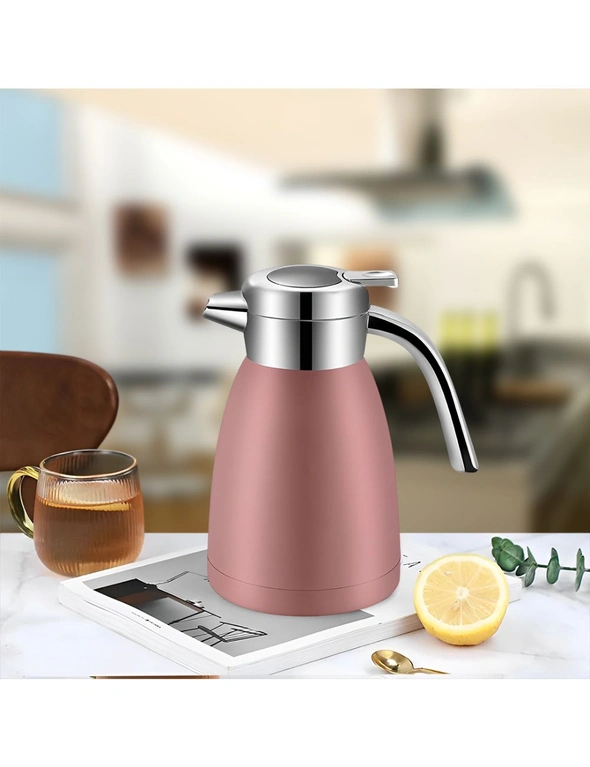 SOGA 1.2L Stainless Steel Kettle Insulated Vacuum Flask Water Coffee Jug Thermal Pink, hi-res image number null